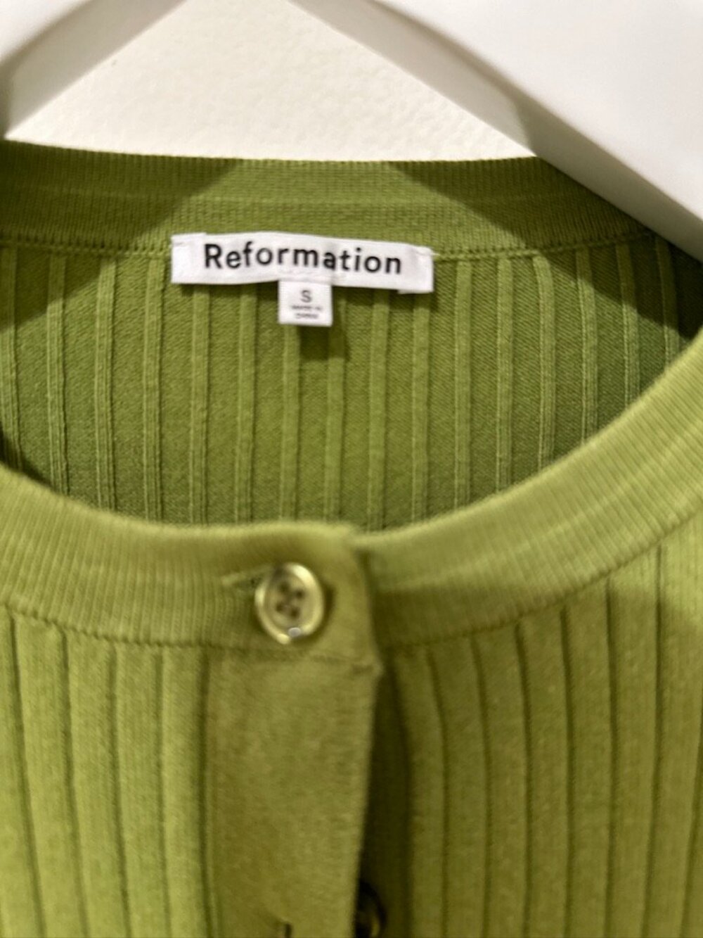 Reformation Green Cotton Cardigan - Picture 2 of 3